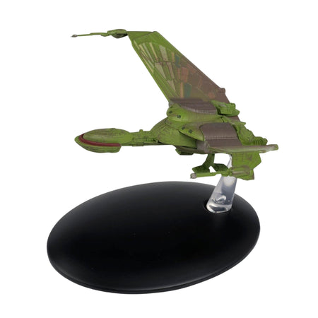Die-cast Star Trek Klingon Bird of Prey model shown in landed configuration with wings swept horizontally