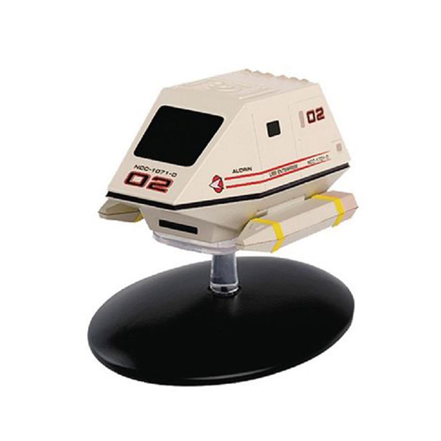 Top-down view of the Shuttlecraft Type 15 Aldrin replica displaying its detailed paneling and top-mounted impulse propulsion units