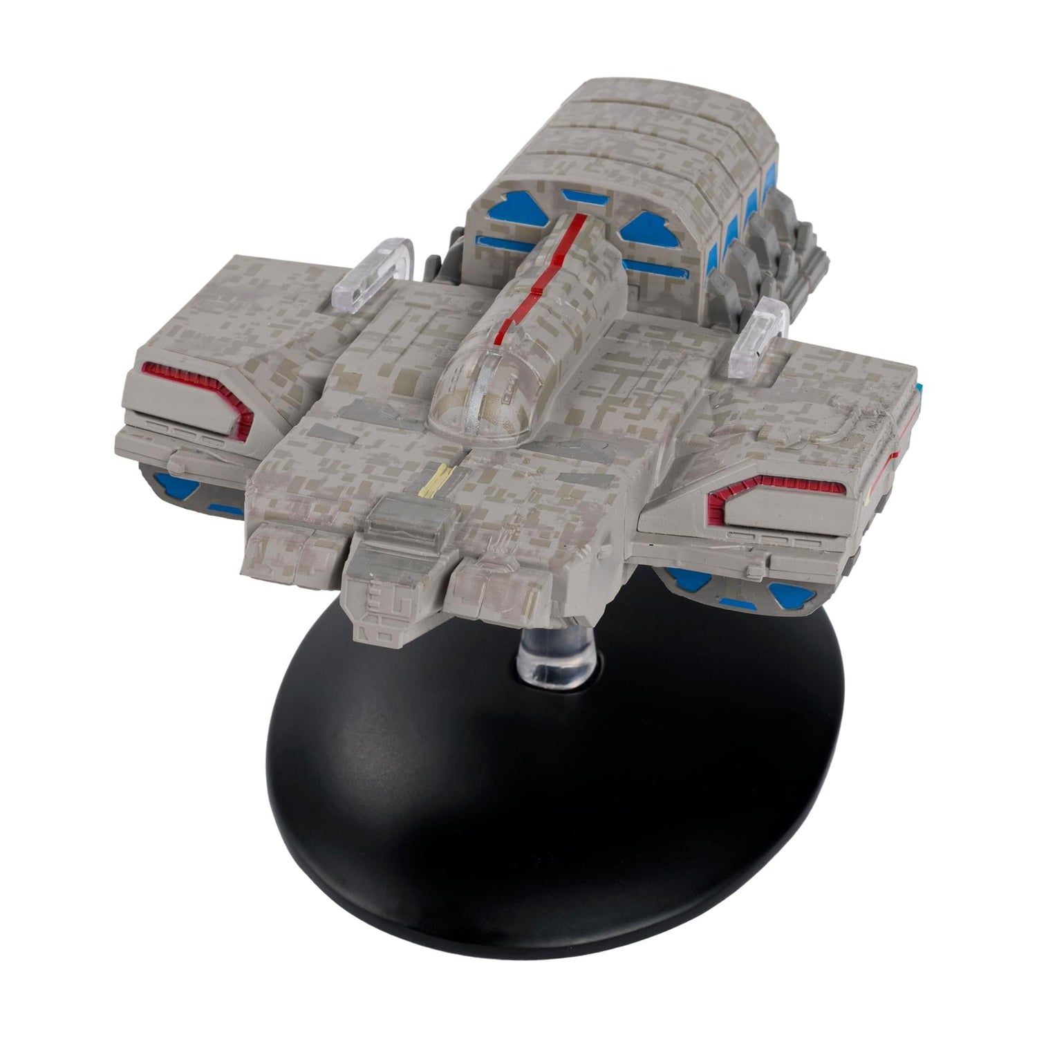 Rear view of the starship replica highlighting the impulse engines and warp nacelle thruster details