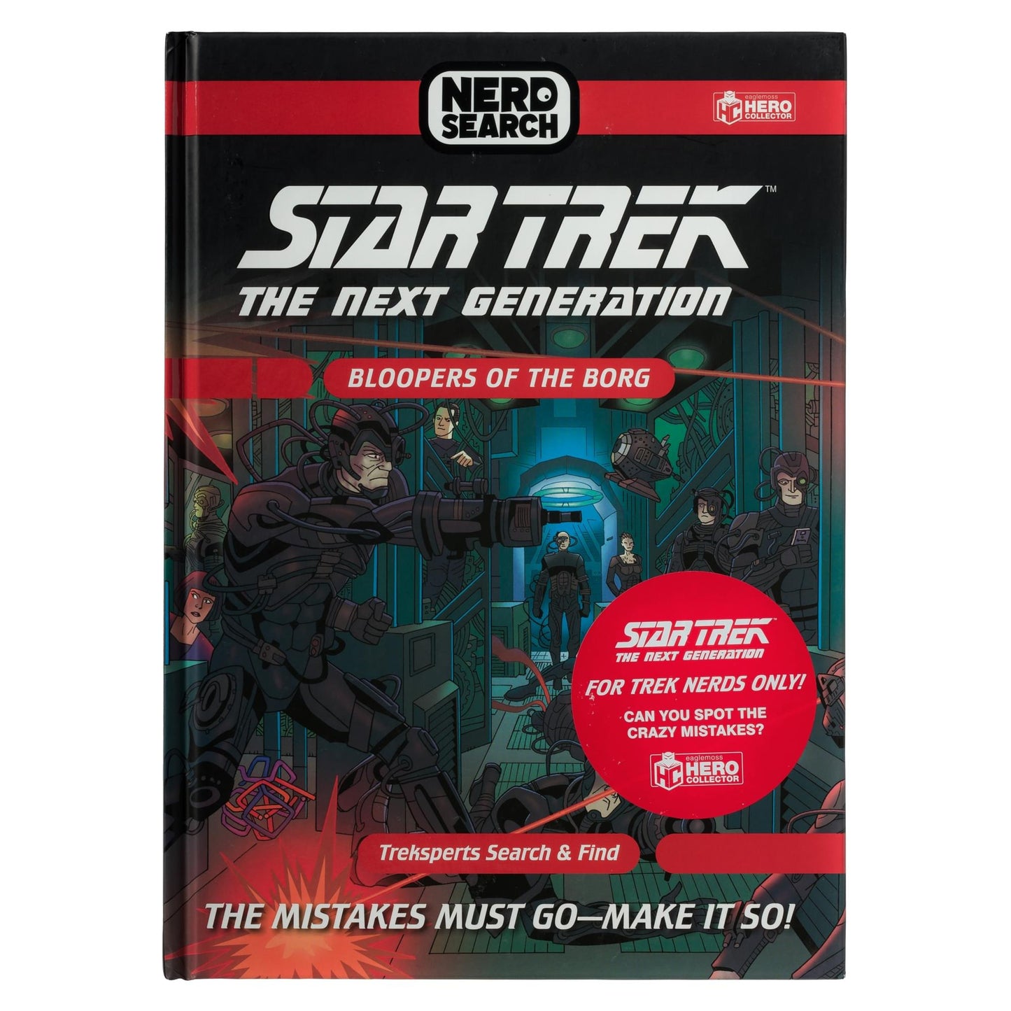 Front cover of the Star Trek: The Next Generation Bloopers of the Borg book featuring Borg cube imagery and classic starship graphics