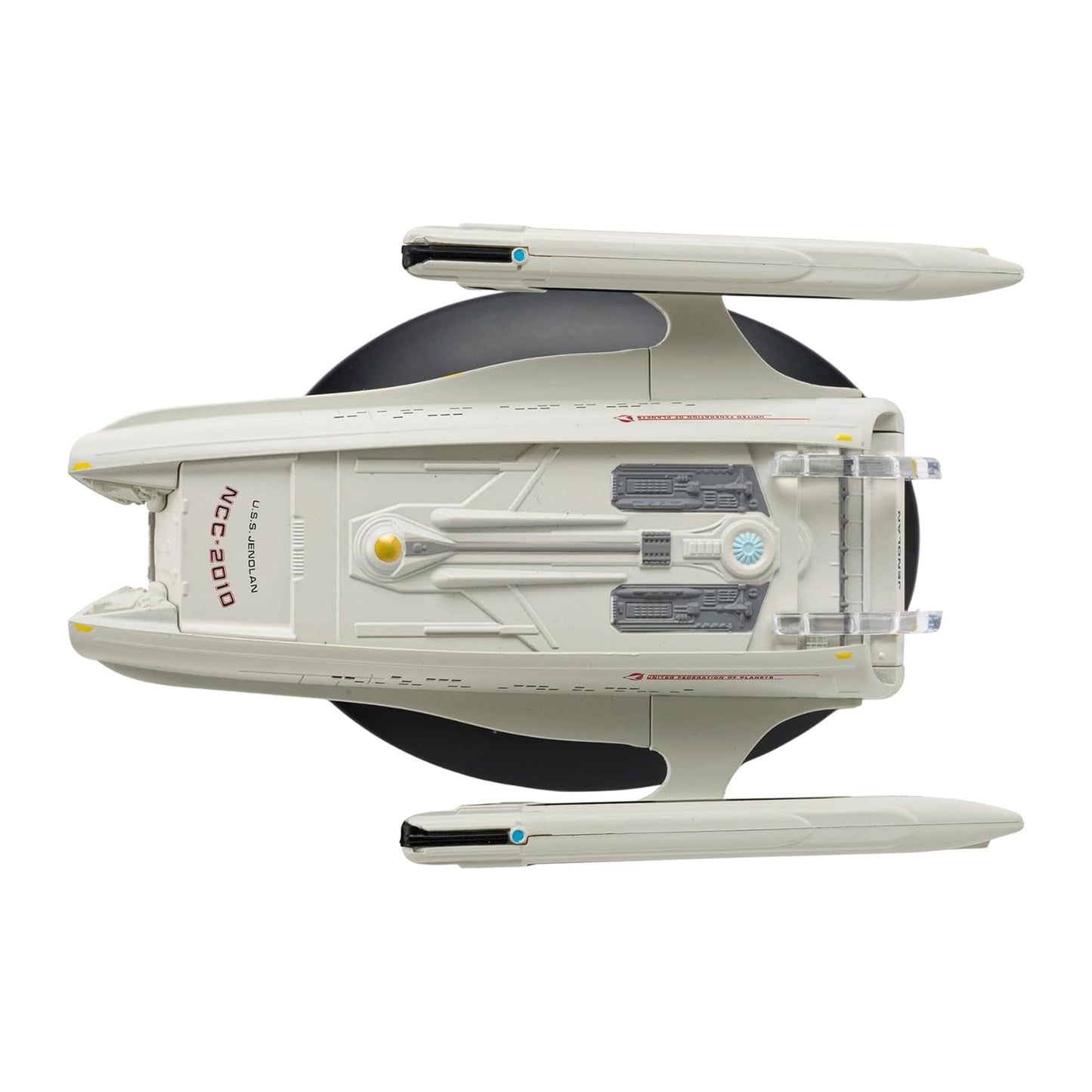 The U.S.S. Jenolen model mounted securely on its black display base