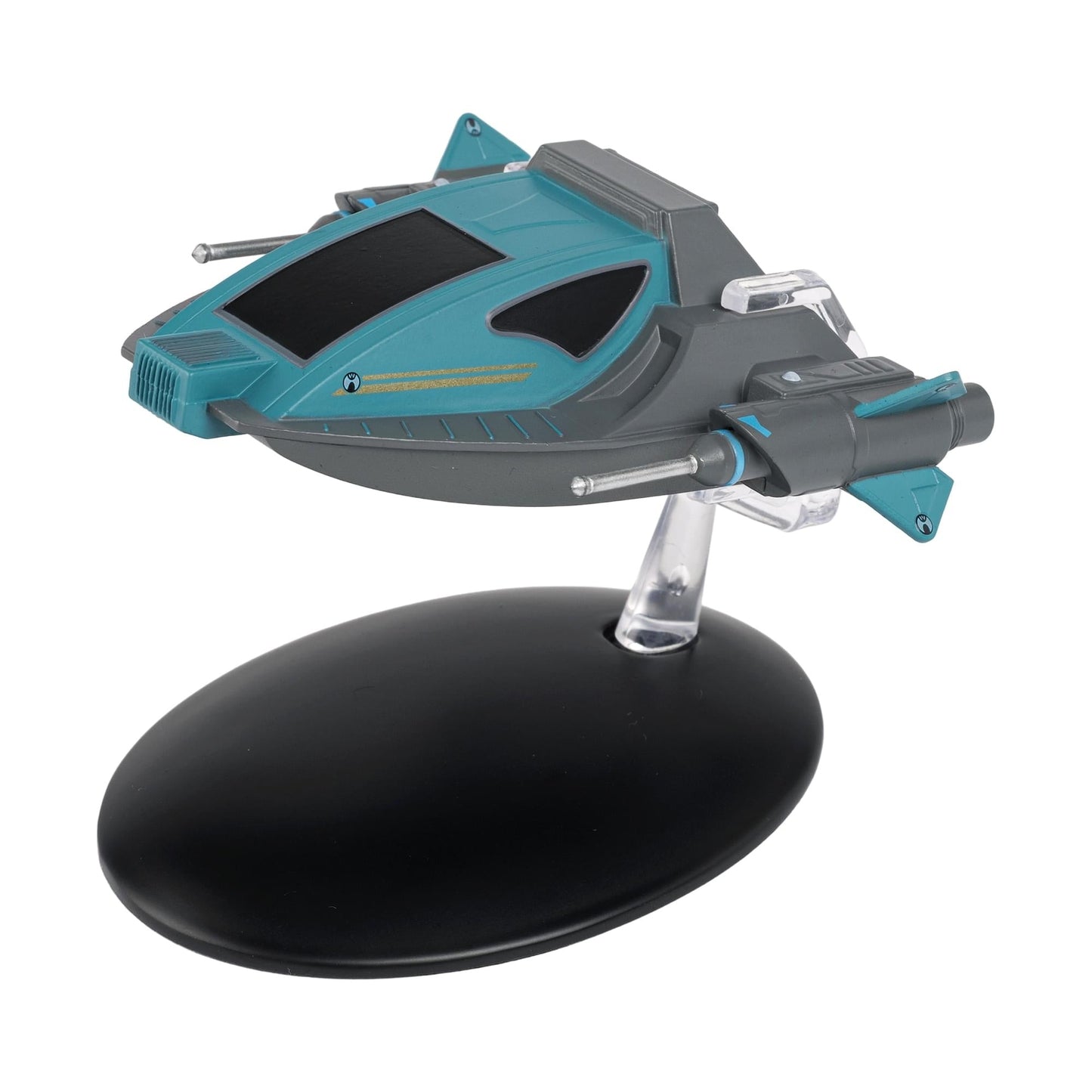 Top-down view of the Star Trek collectible model, highlighting the structural geometry and paintwork