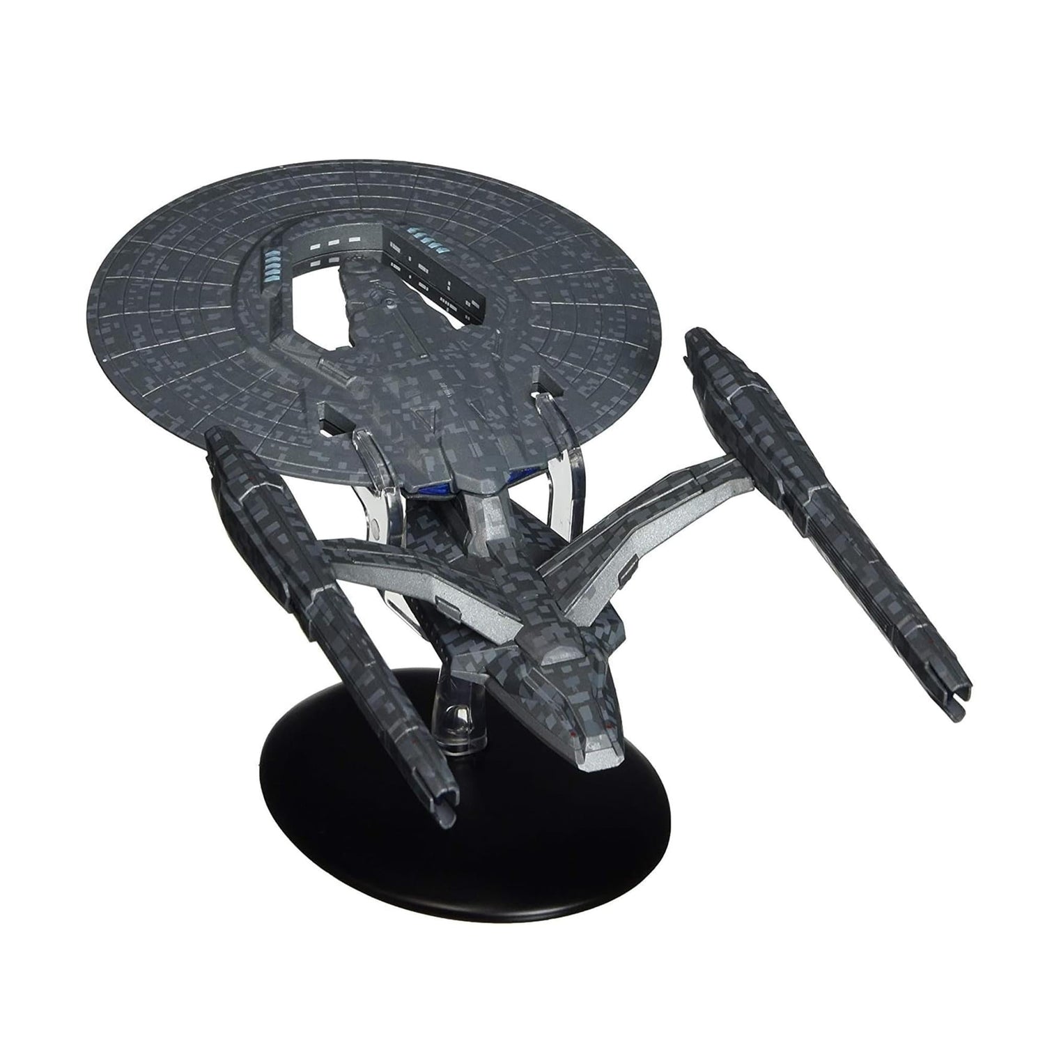 Rear view of the USS Vengeance replica showcasing the warp drive nacelles and detailed engine thrusters
