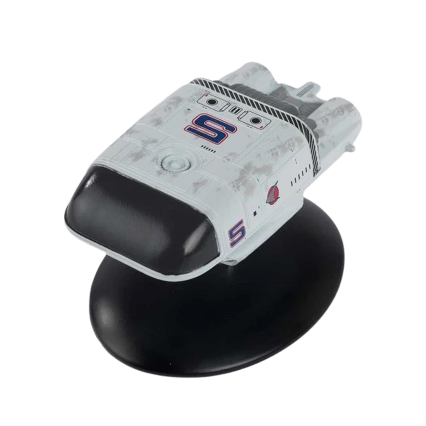 Rear profile view of a Starfleet shuttlecraft model displaying impulse engine detailing and clean panel lines