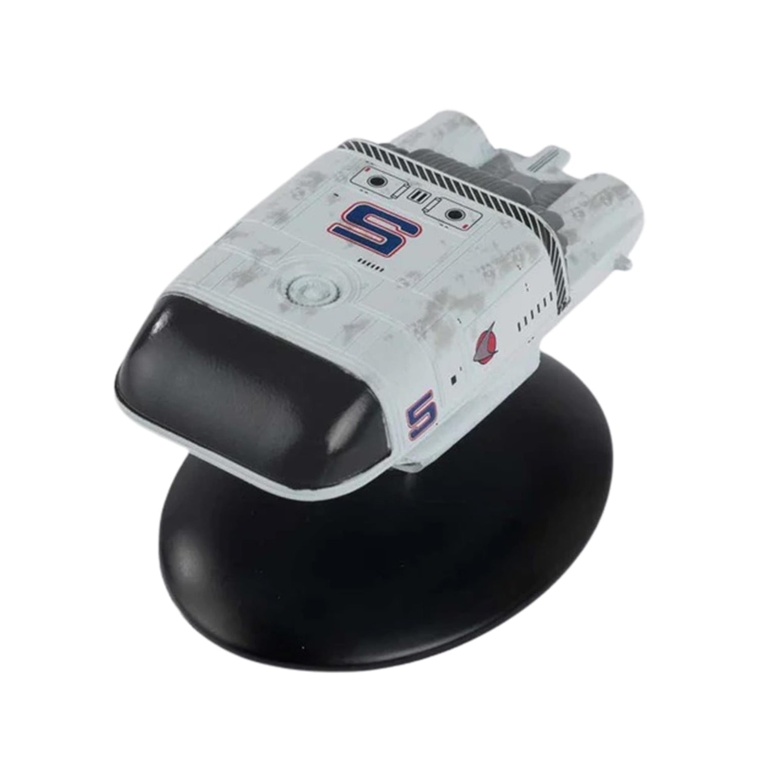 Rear profile view of a Starfleet shuttlecraft model displaying impulse engine detailing and clean panel lines