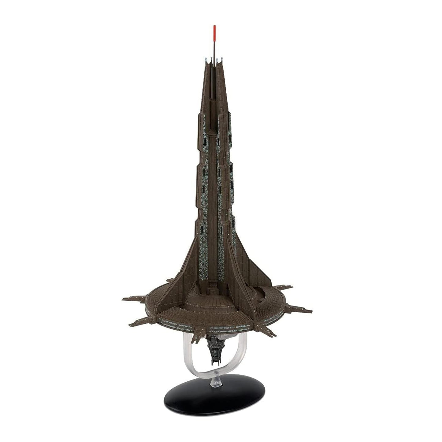 Rear view of the SP Starbase 1 starship replica displaying its detailed support pylons and precision paint finish