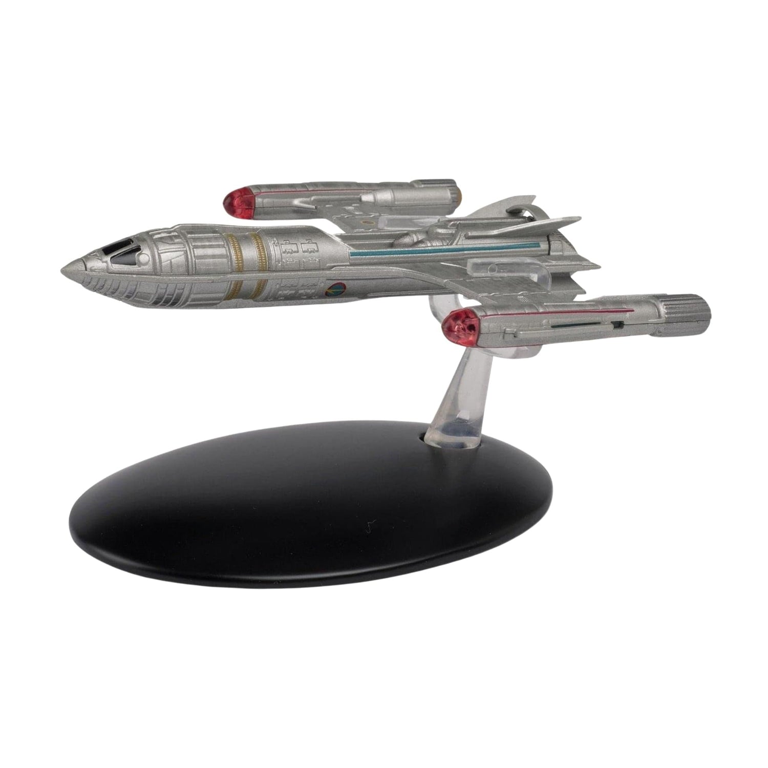 Rear view of the starship replica highlighting the experimental warp nacelle configuration