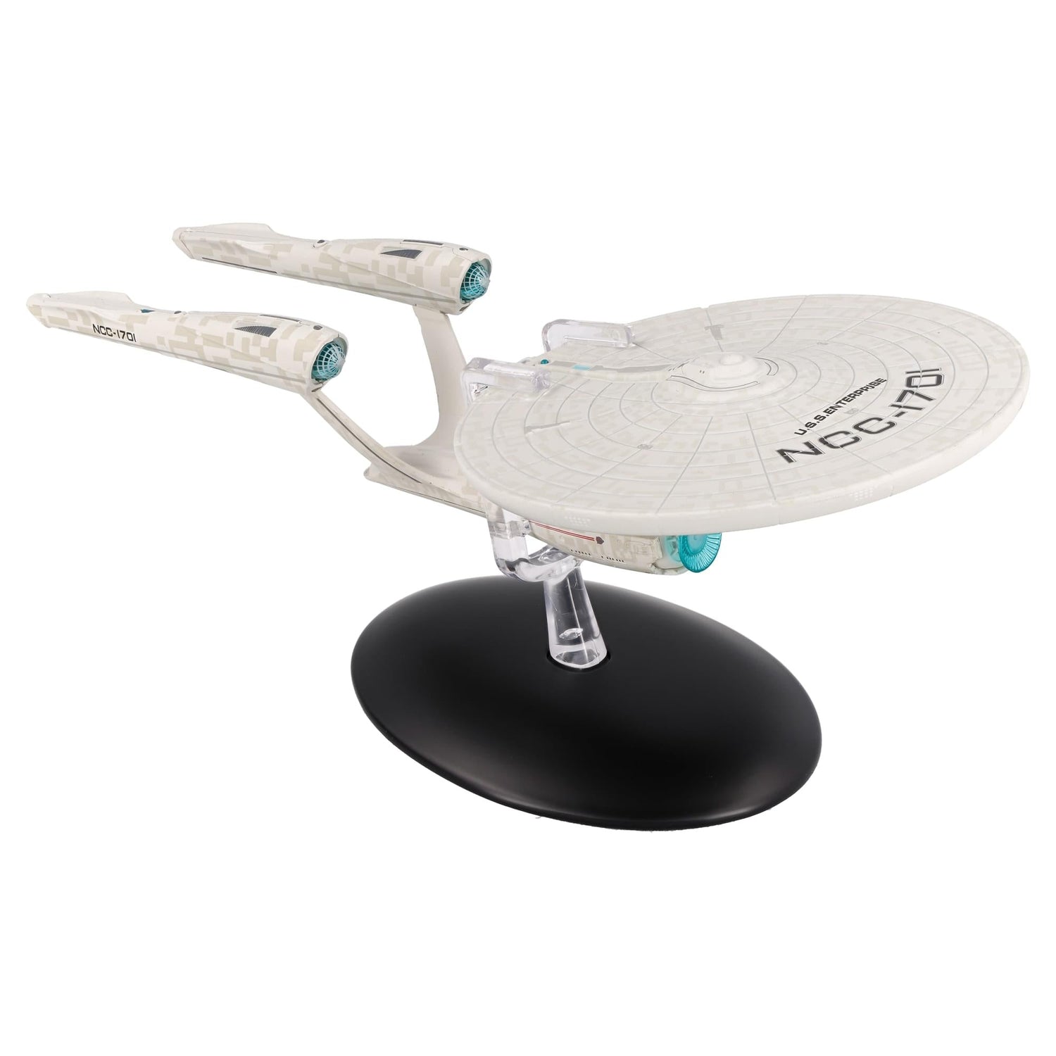 Close-up of the warp nacelles showing precise color application and panel lines