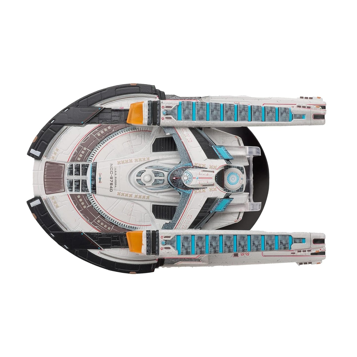 Rear angle view of the starship model highlighting the impulse engines and registry number