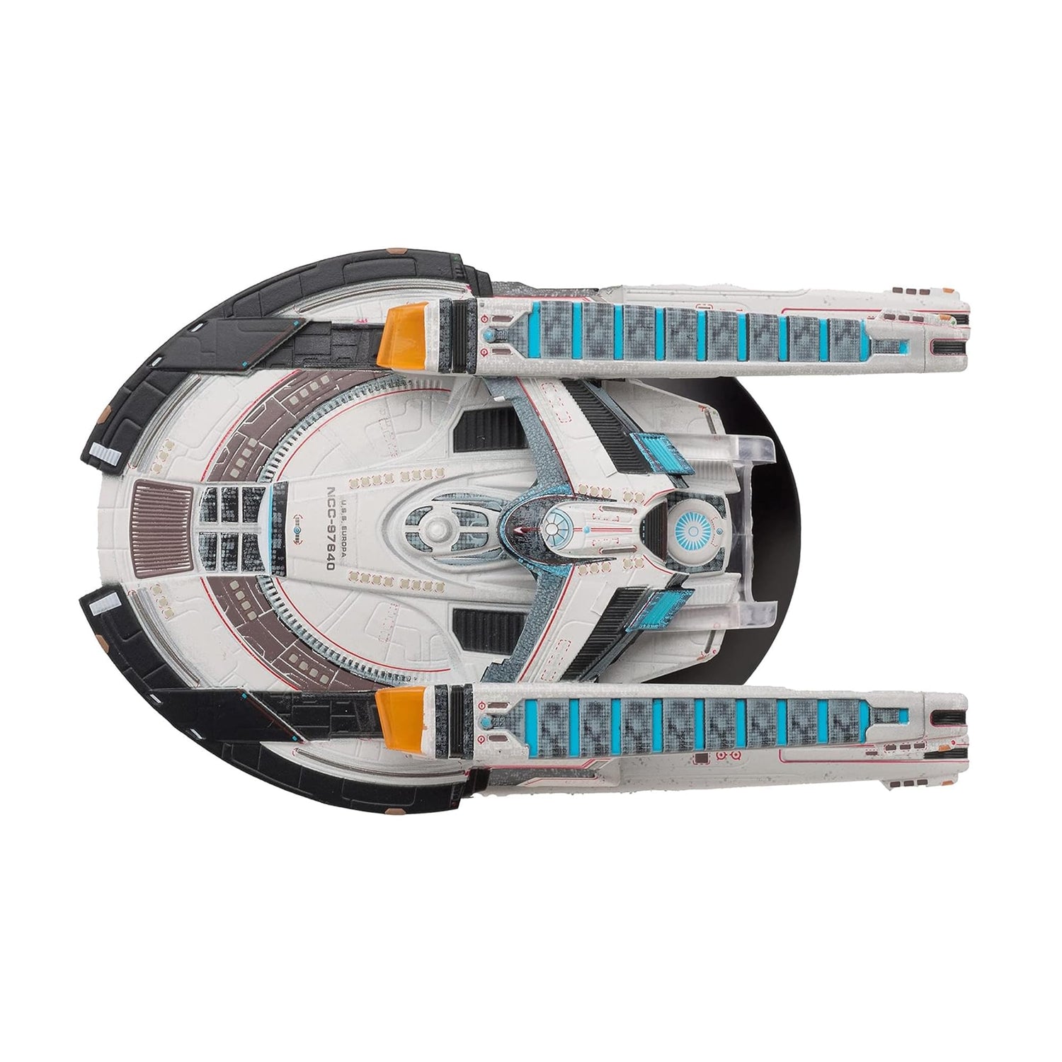 Rear angle view of the starship model highlighting the impulse engines and registry number