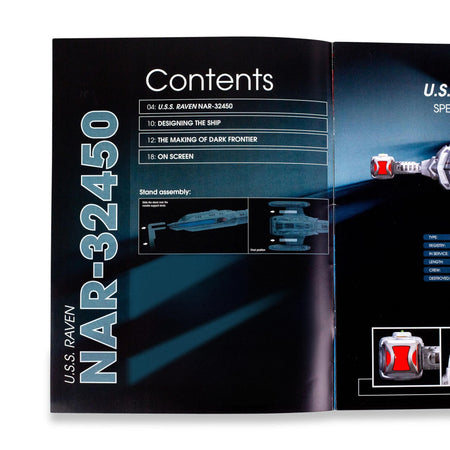 Close-up view of the magazine cover typography highlighting the U.S.S. Raven NAR-32450 designation