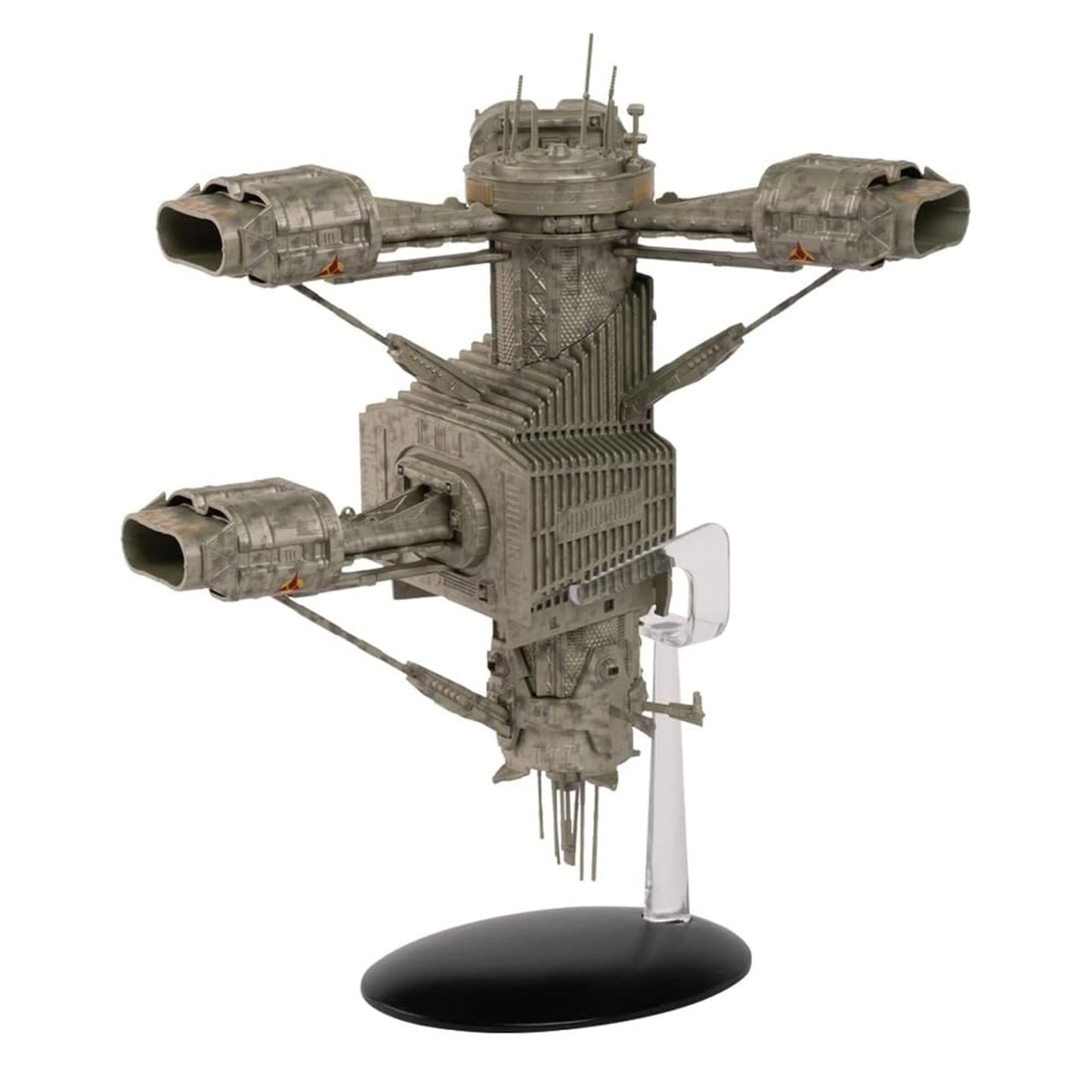 Star Trek Gokor Orbital Facility replica model viewed from a three-quarter angle showcasing its central structure
