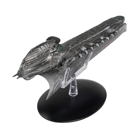 Top-down view highlighting the intricate hull plating and weapon arrays of the Klingon warship model