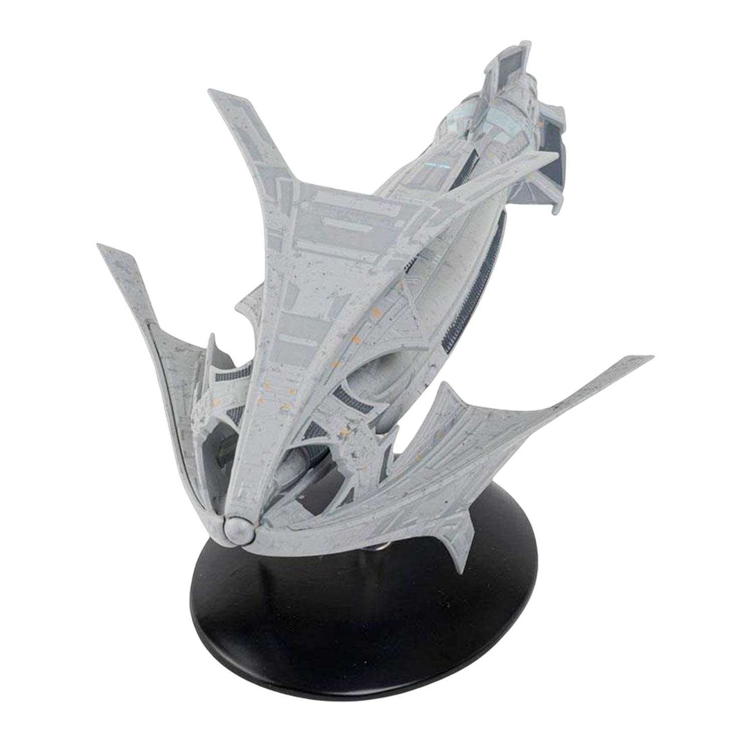 Rear view of the Son'A starship model displaying the propulsion exhaust architecture and engine design