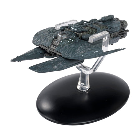 Three-quarter angle view of the Star Trek Sheliak Colony Ship die-cast model on a display base