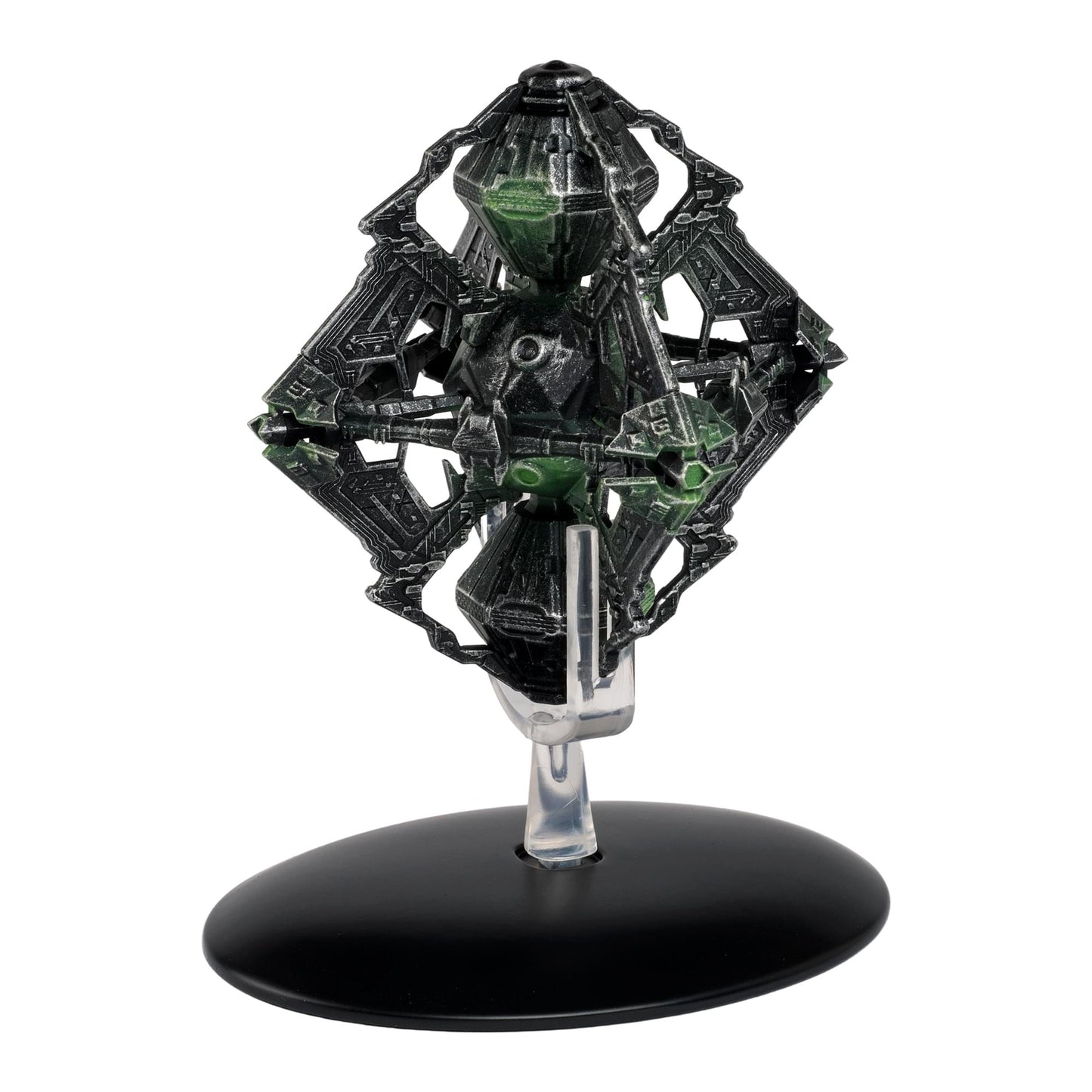 Close-up detail shot of the central superstructure and hand-painted finish on the Borg model