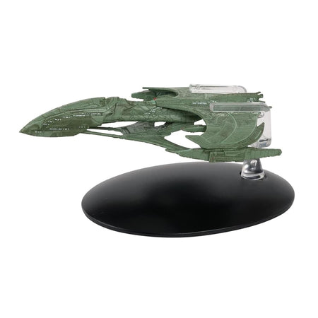 Die-cast Star Trek starship replica of the Romulan Aelahl viewed from a three-quarters angle