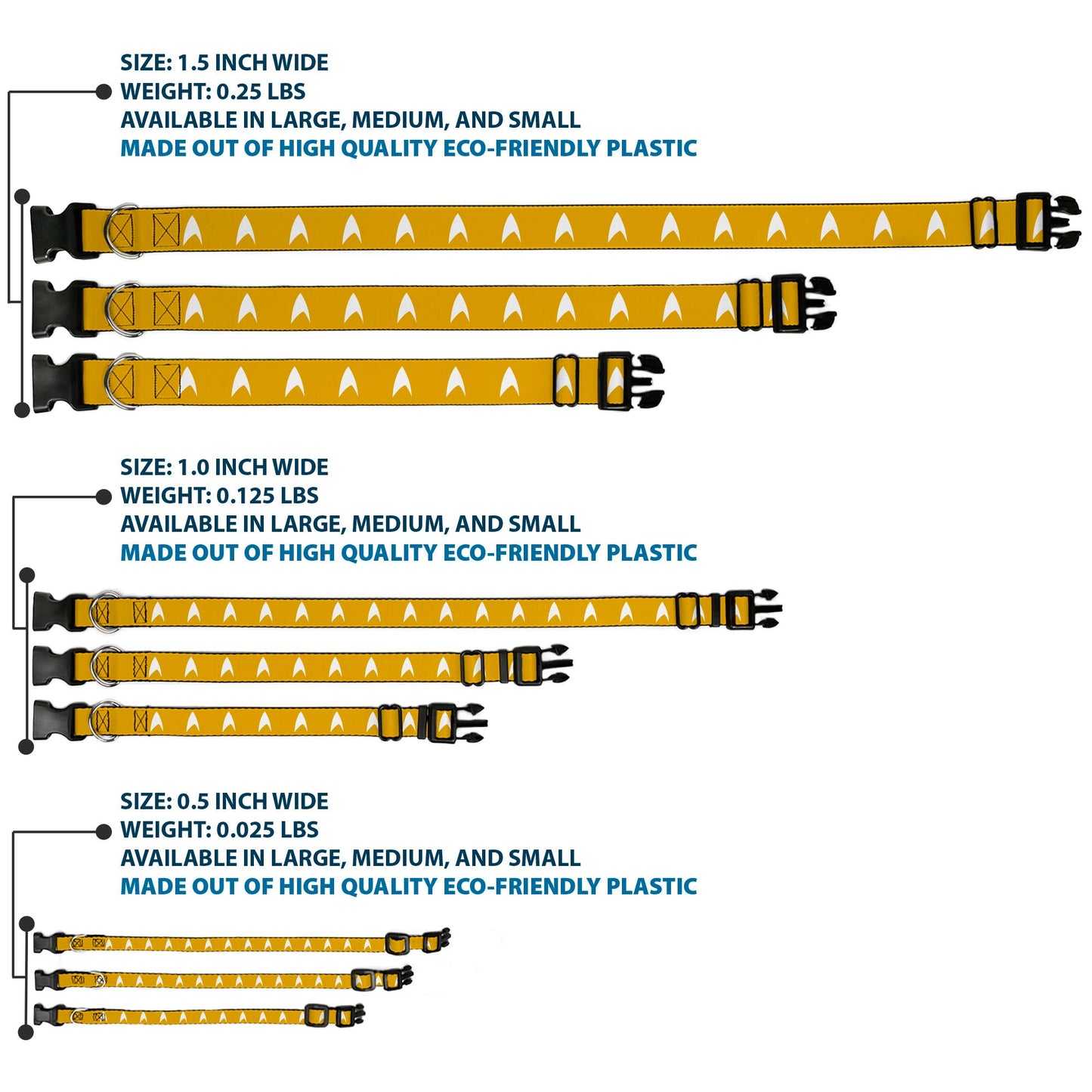 Plastic clip buckle and D-ring detail on Star Trek collar
