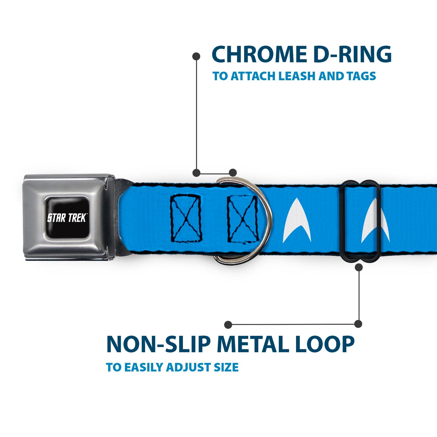 Pet collar with stainless steel D-ring for leash attachment