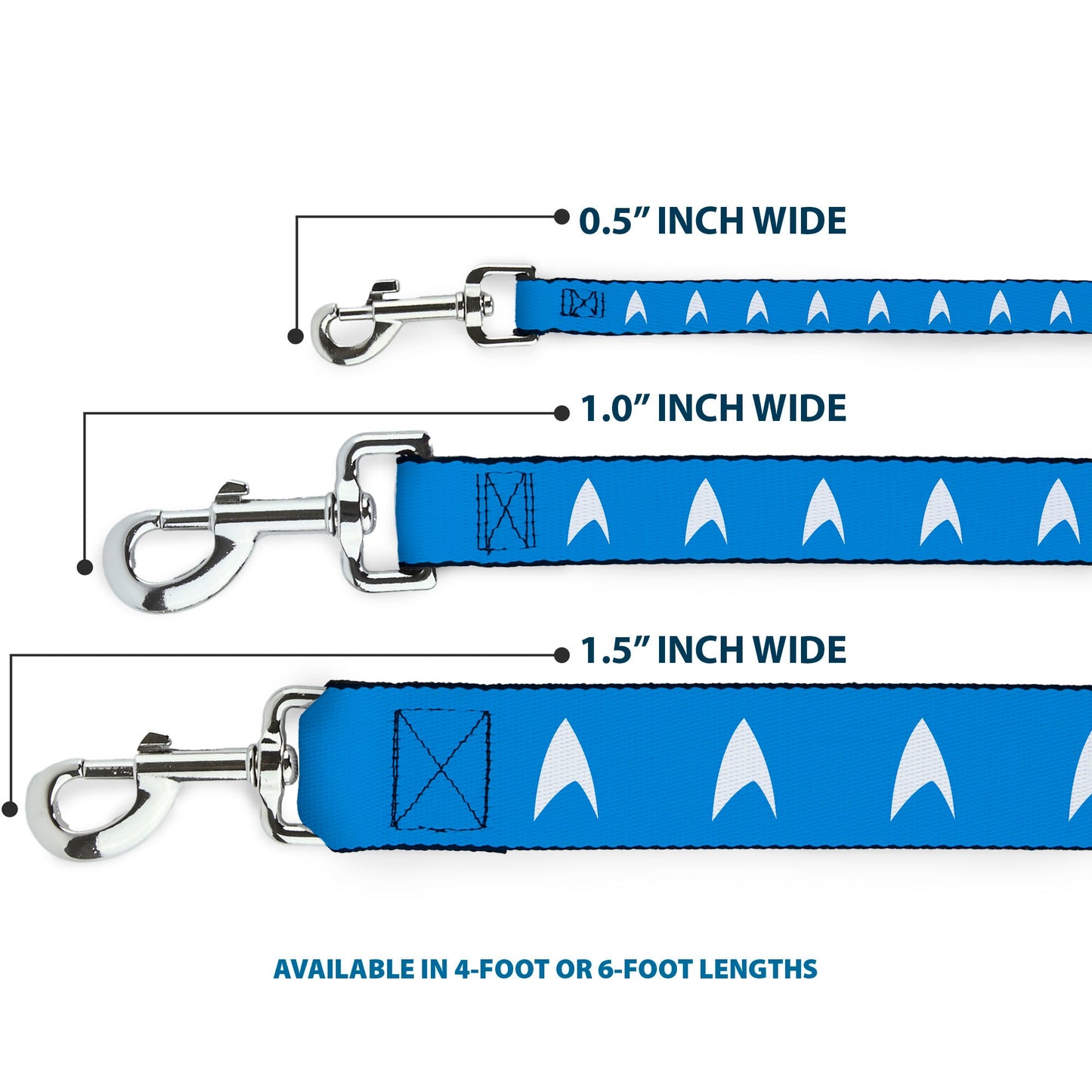 Durable steel clip hardware on the Star Trek dog leash