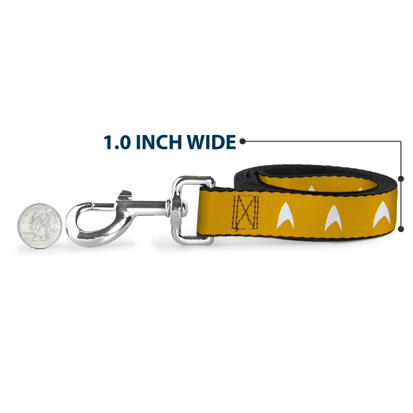 Secure handle stitching on the Starfleet yellow and white dog lead