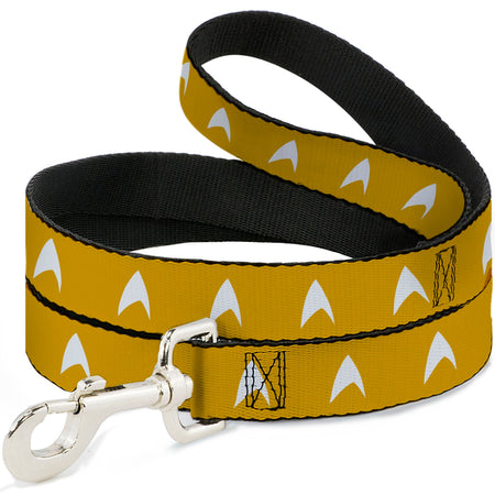 Star Trek Starfleet Insignia dog leash in golden yellow with white delta symbols