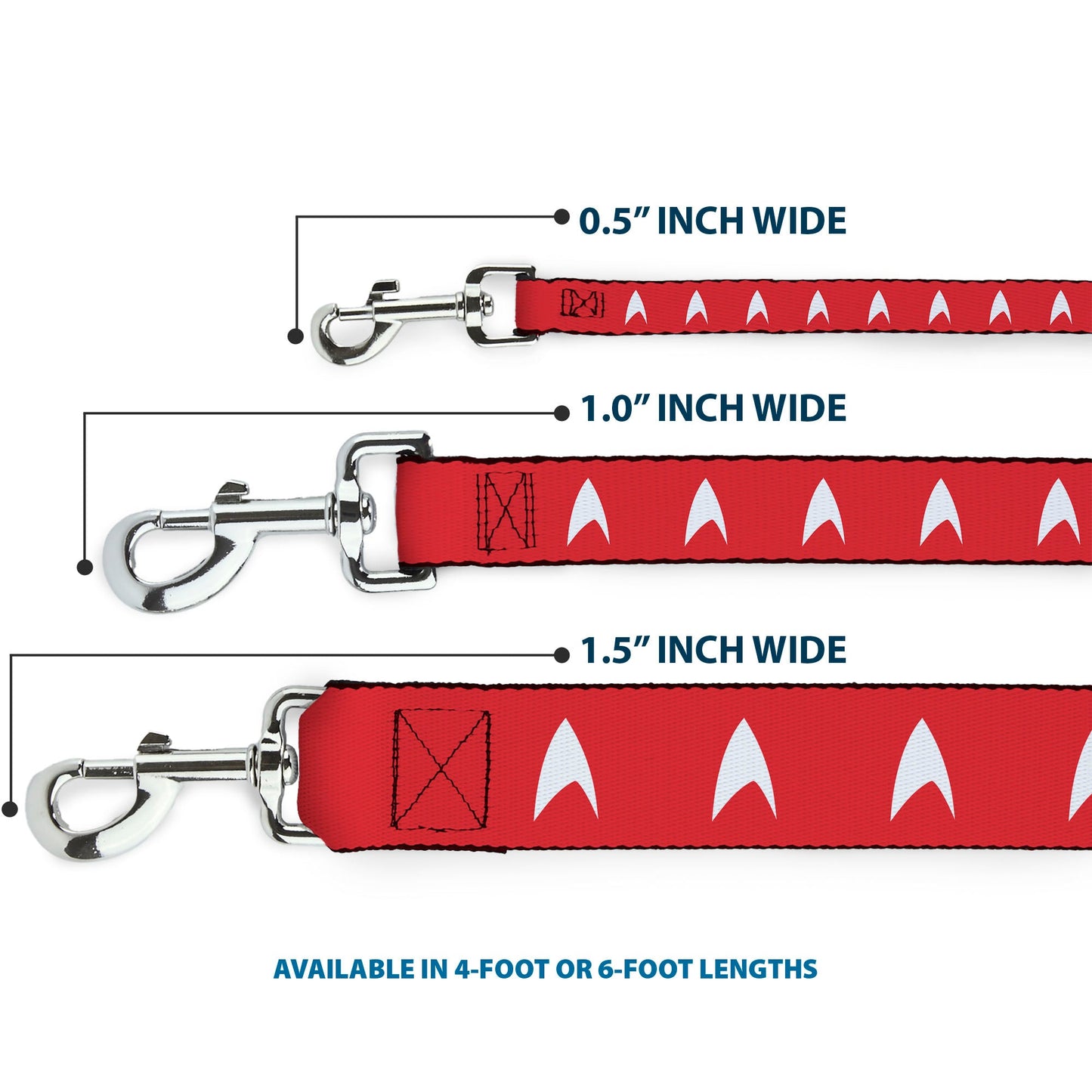 Heavy-duty steel bolt snap clip on Star Trek branded dog leash