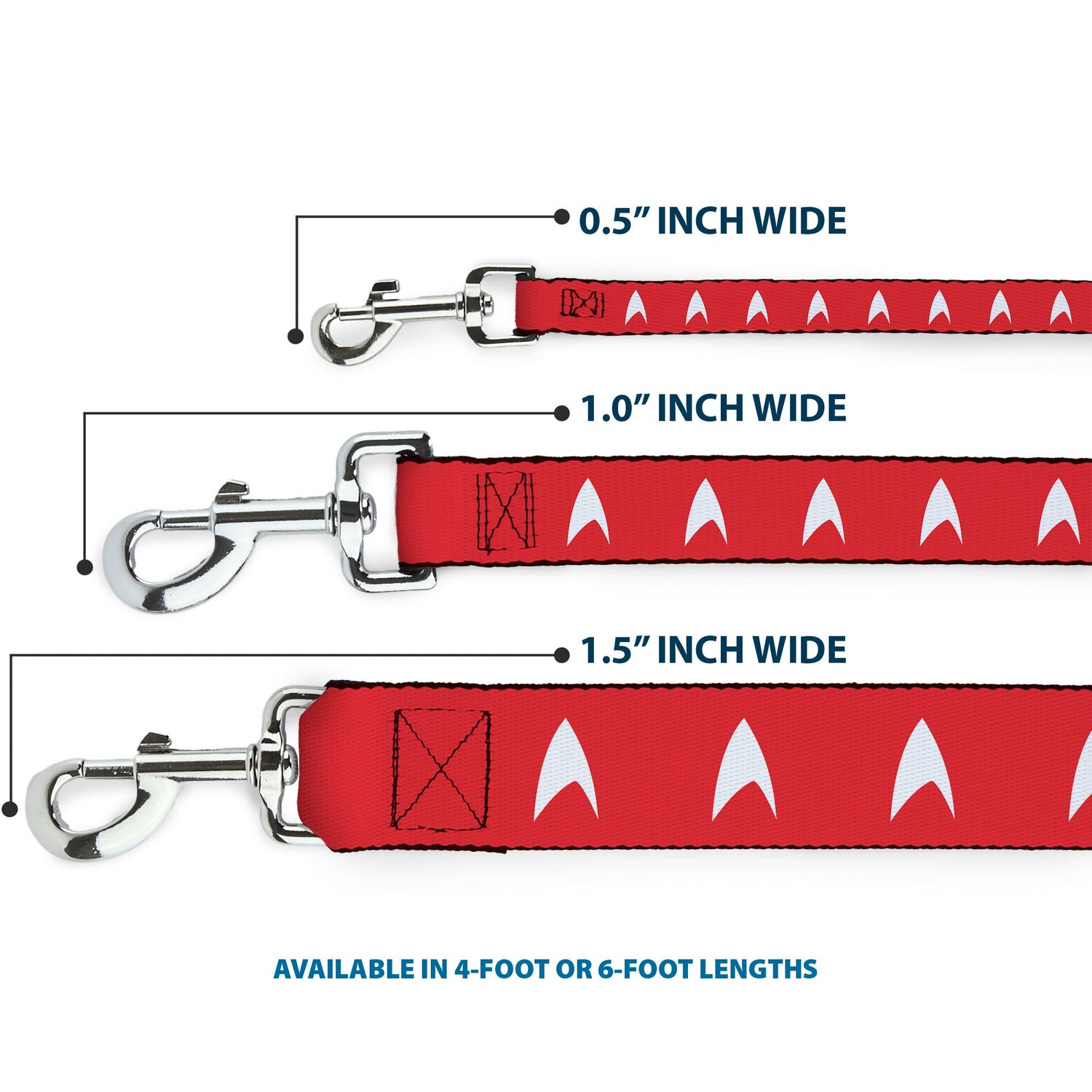 Heavy-duty steel bolt snap clip on Star Trek branded dog leash