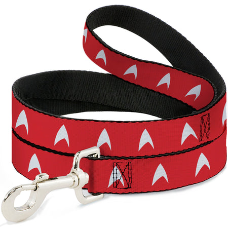 Star Trek Starfleet Insignia Red and White Dog Leash full length view