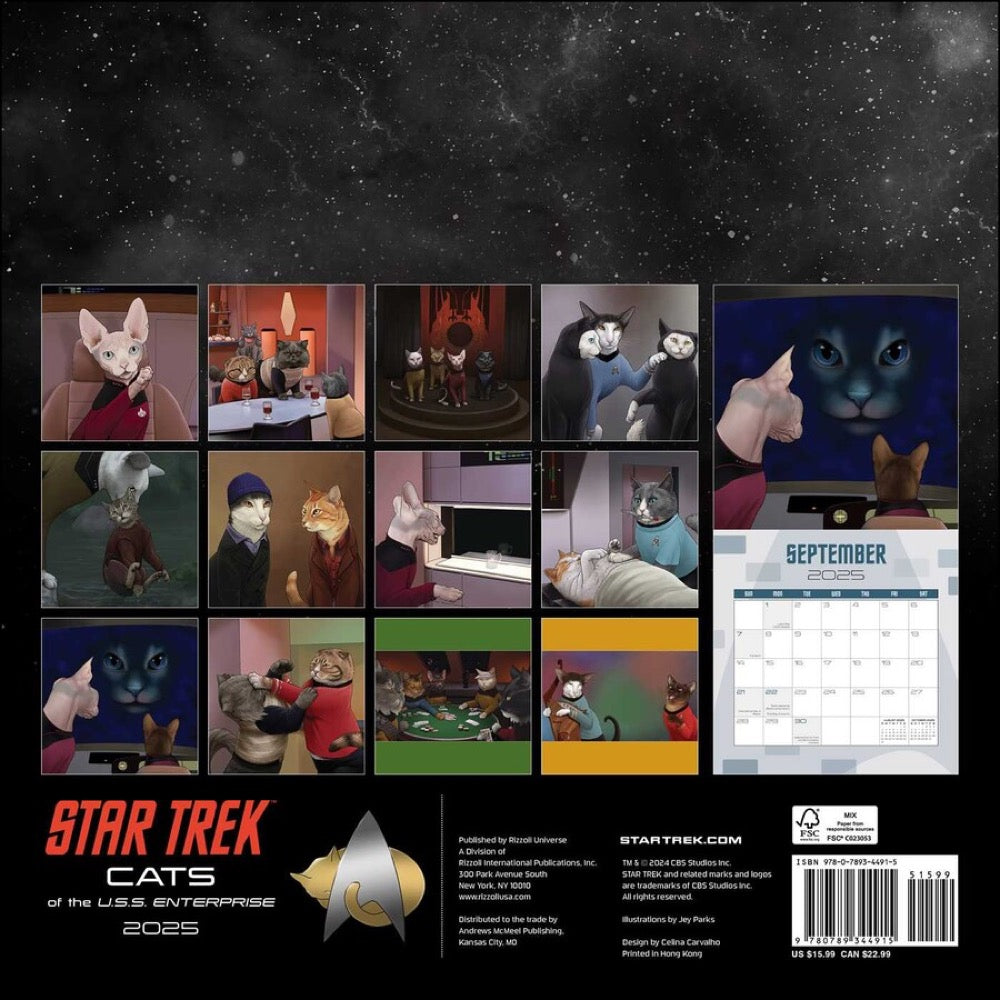 Star Trek Cats 2025 Wall Calendar