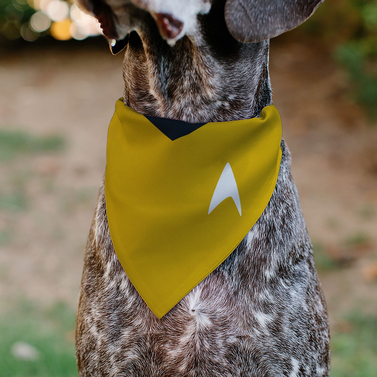 Star Trek Command Yellow bandana showing adjustable tie ends