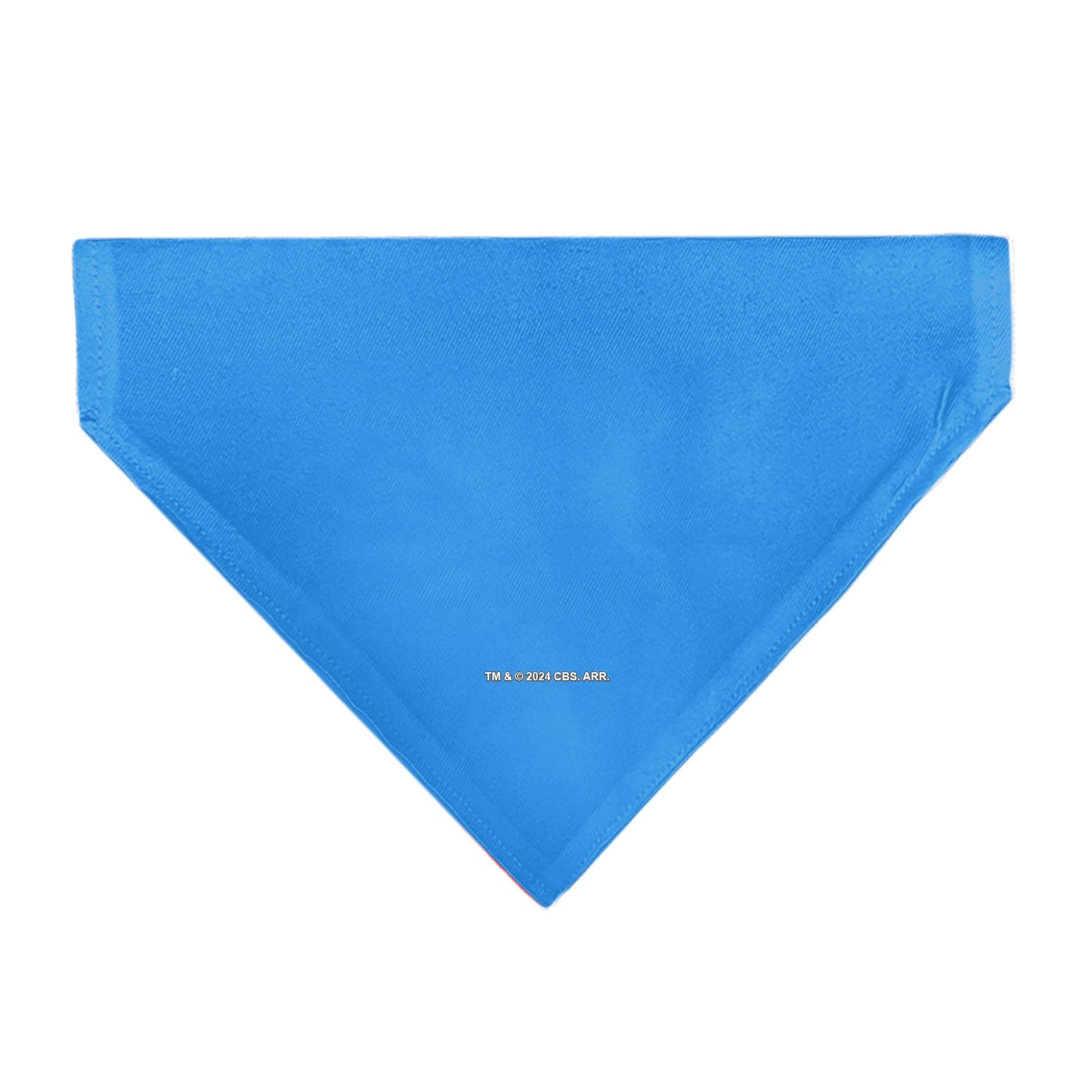 Detail shot of the Starfleet insignia on the blue pet bandana.