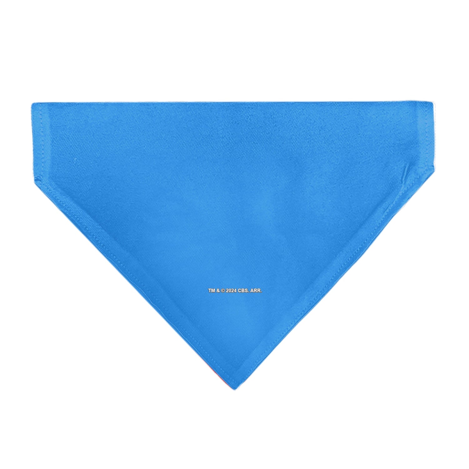 Detail shot of the Starfleet insignia on the blue pet bandana.