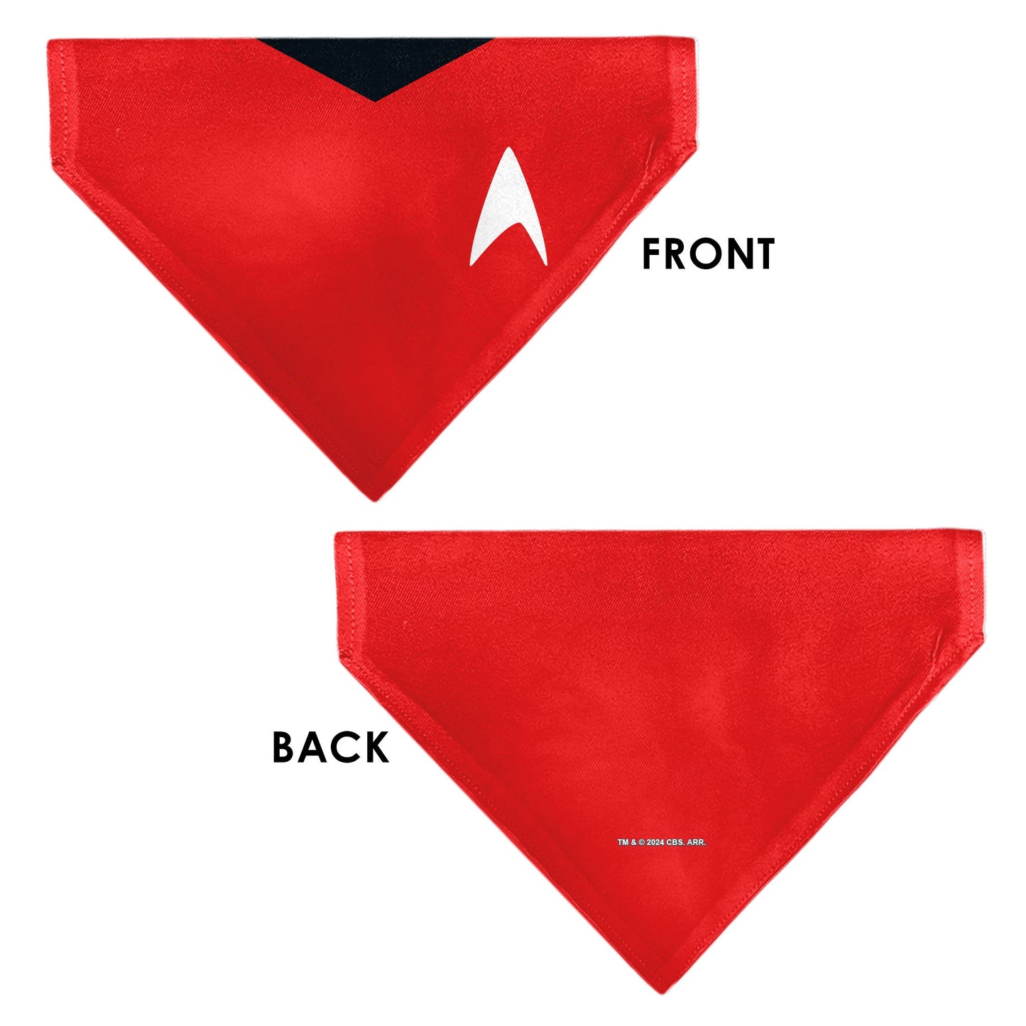 Flat lay view of the Star Trek TOS Red Uniform pet bandana design