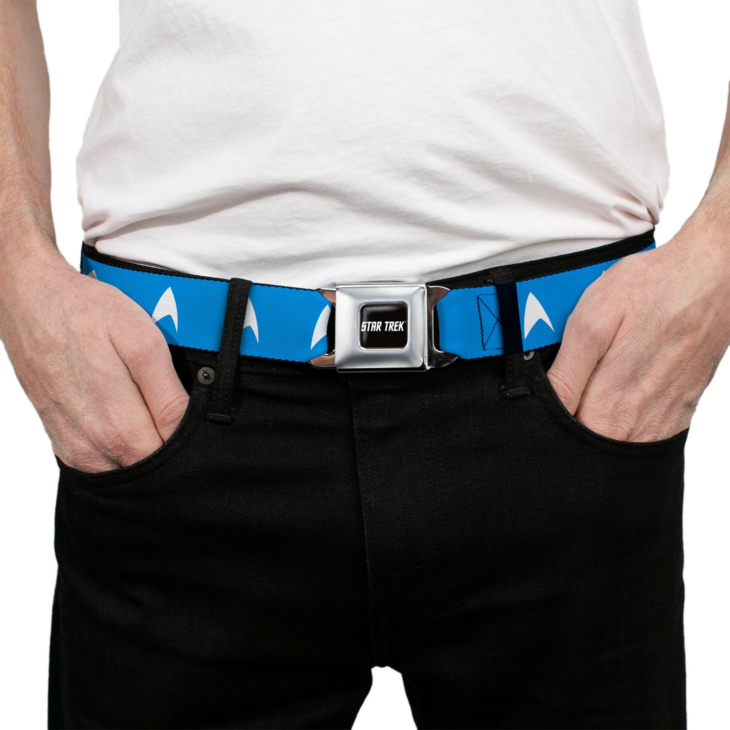 Starfleet insignia blue and white pattern on polyester belt
