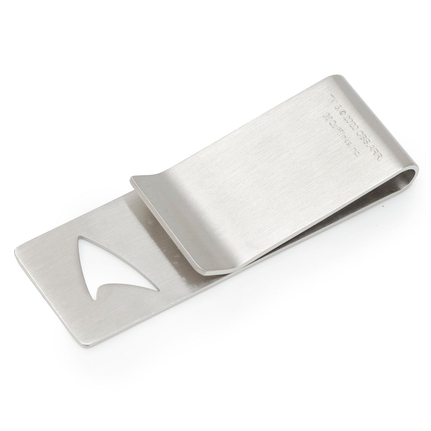 Close up of the Delta Shield cutout on the silver money clip
