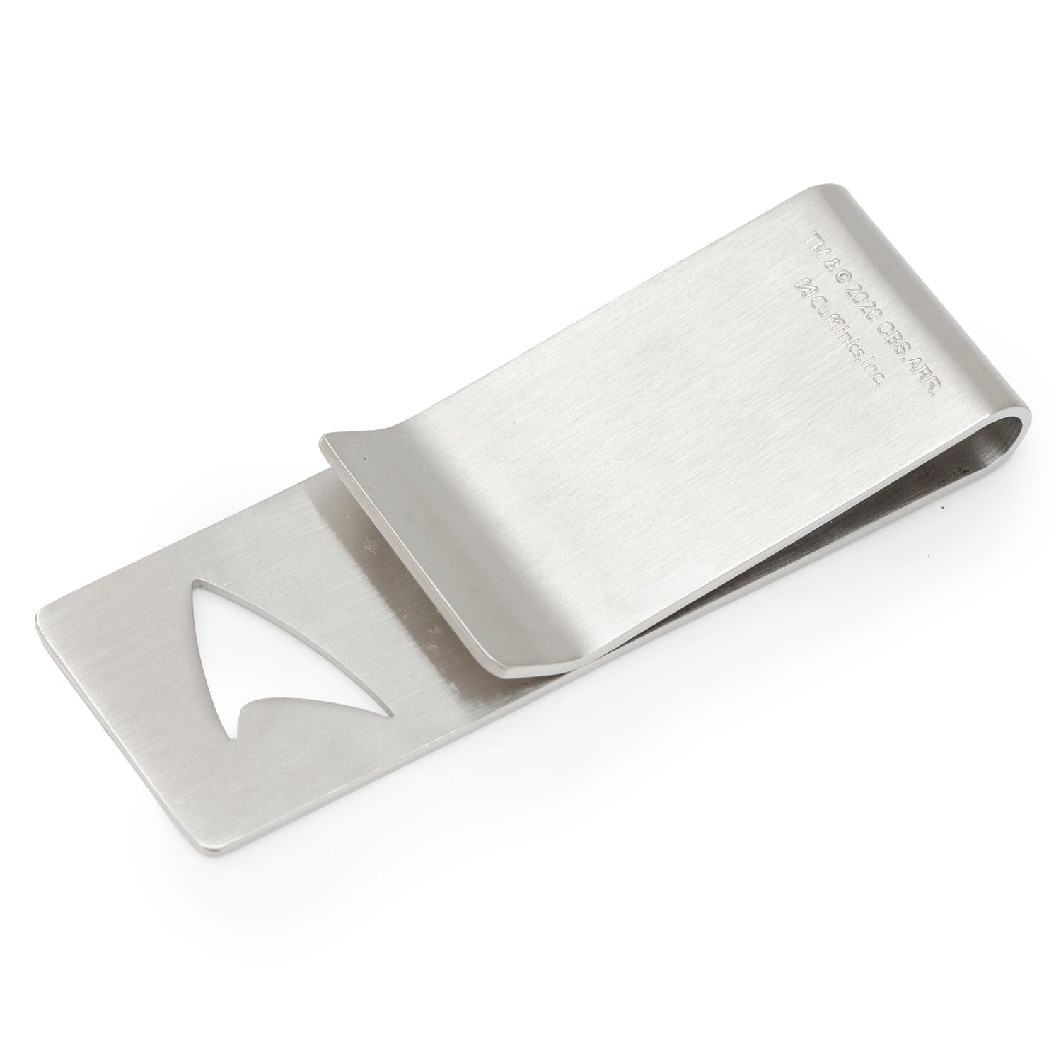 Close up of the Delta Shield cutout on the silver money clip