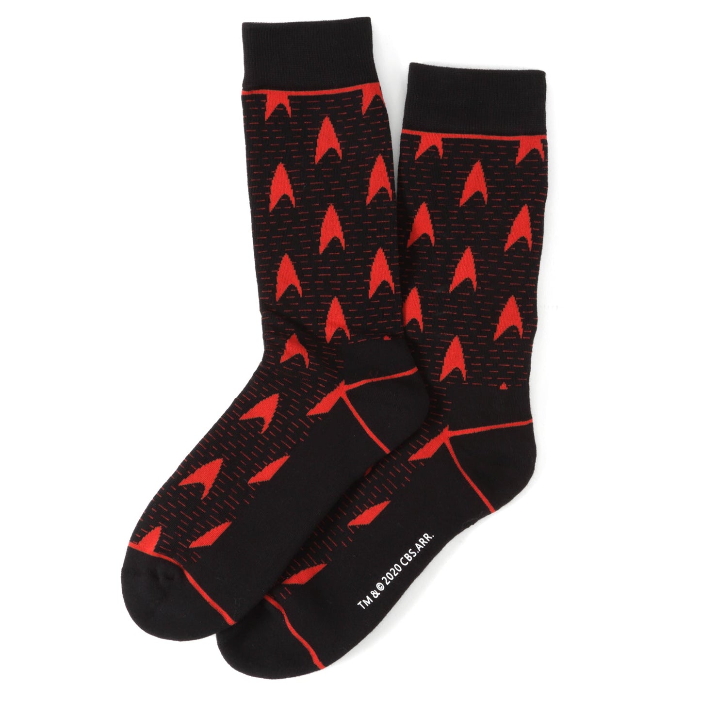 Full view of Star Trek x Cufflinks.com Red Delta Shield socks
