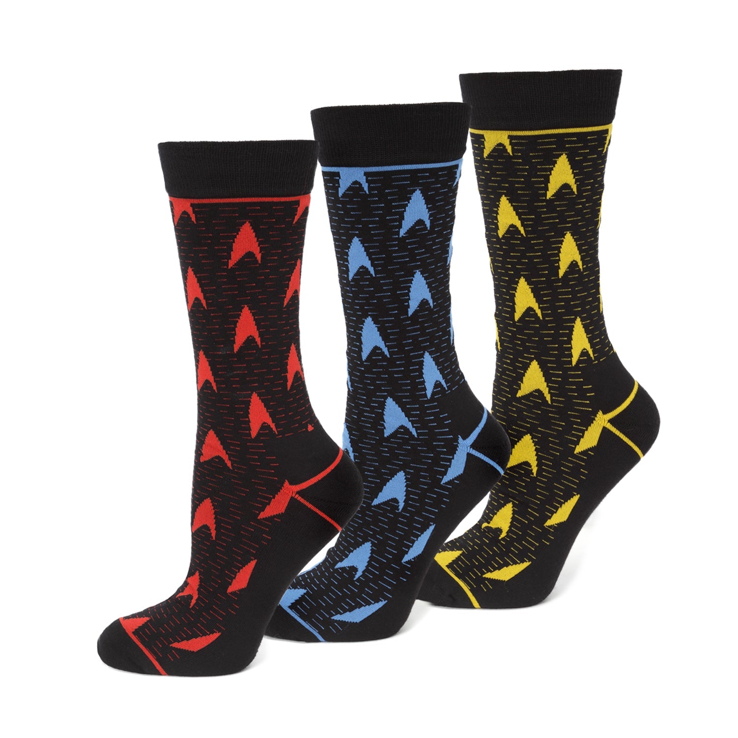 Star Trek 3 Pair Sock Gift Set with Delta Shields in Red Gold and Blue