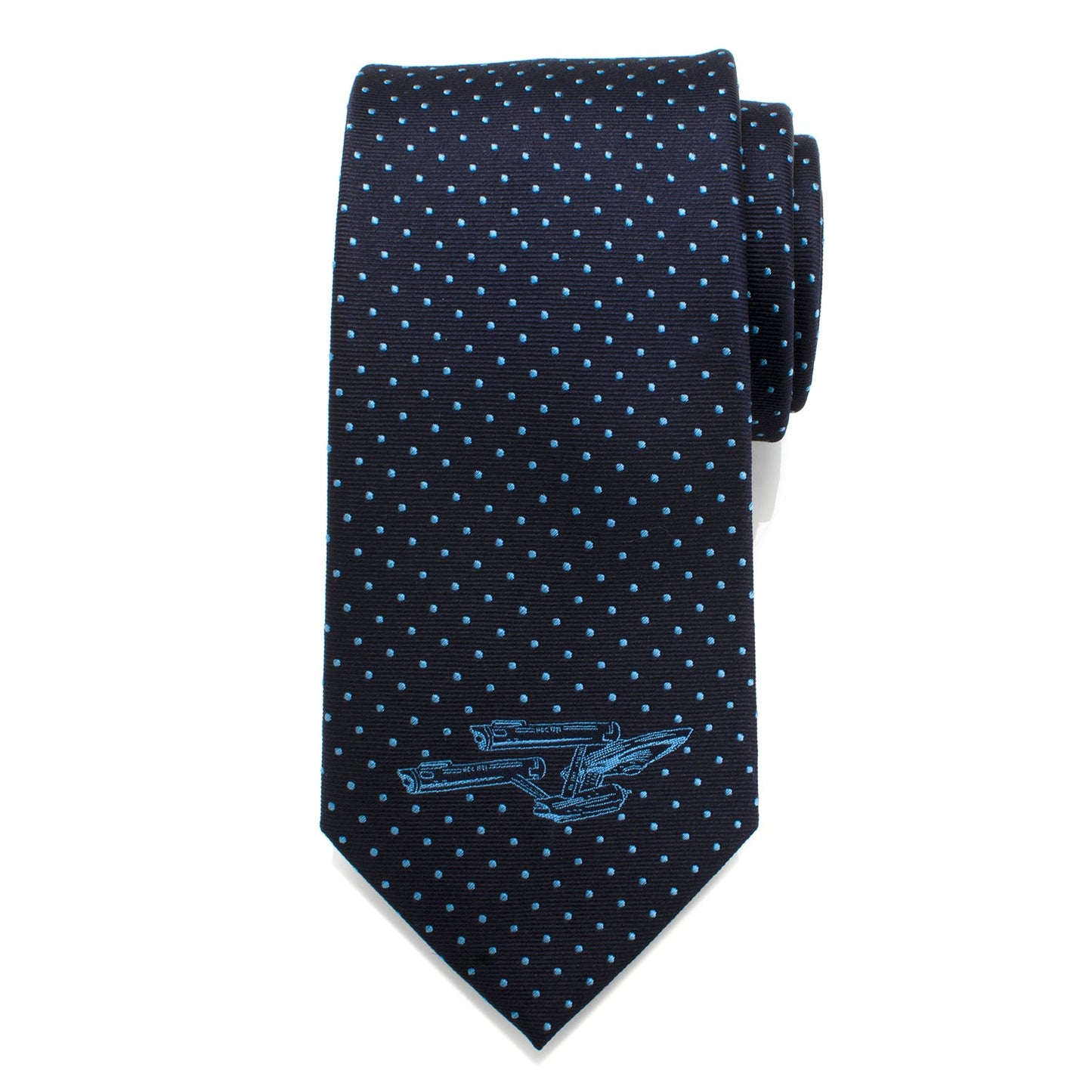 Reverse side of the necktie showing the official Star Trek logo on the tipping.