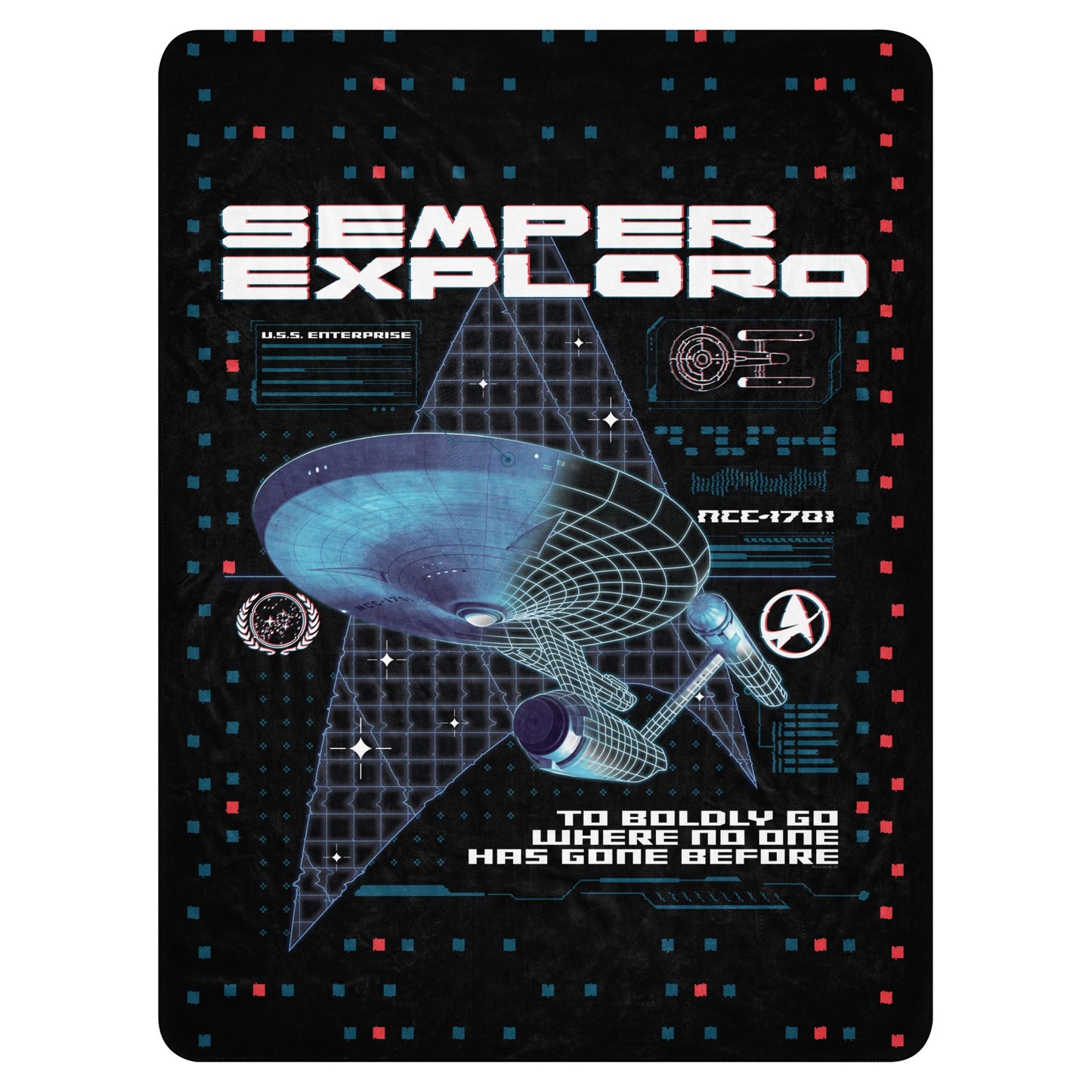 Star Trek The Original Series Enterprise Semper Exploro Sherpa Blanket