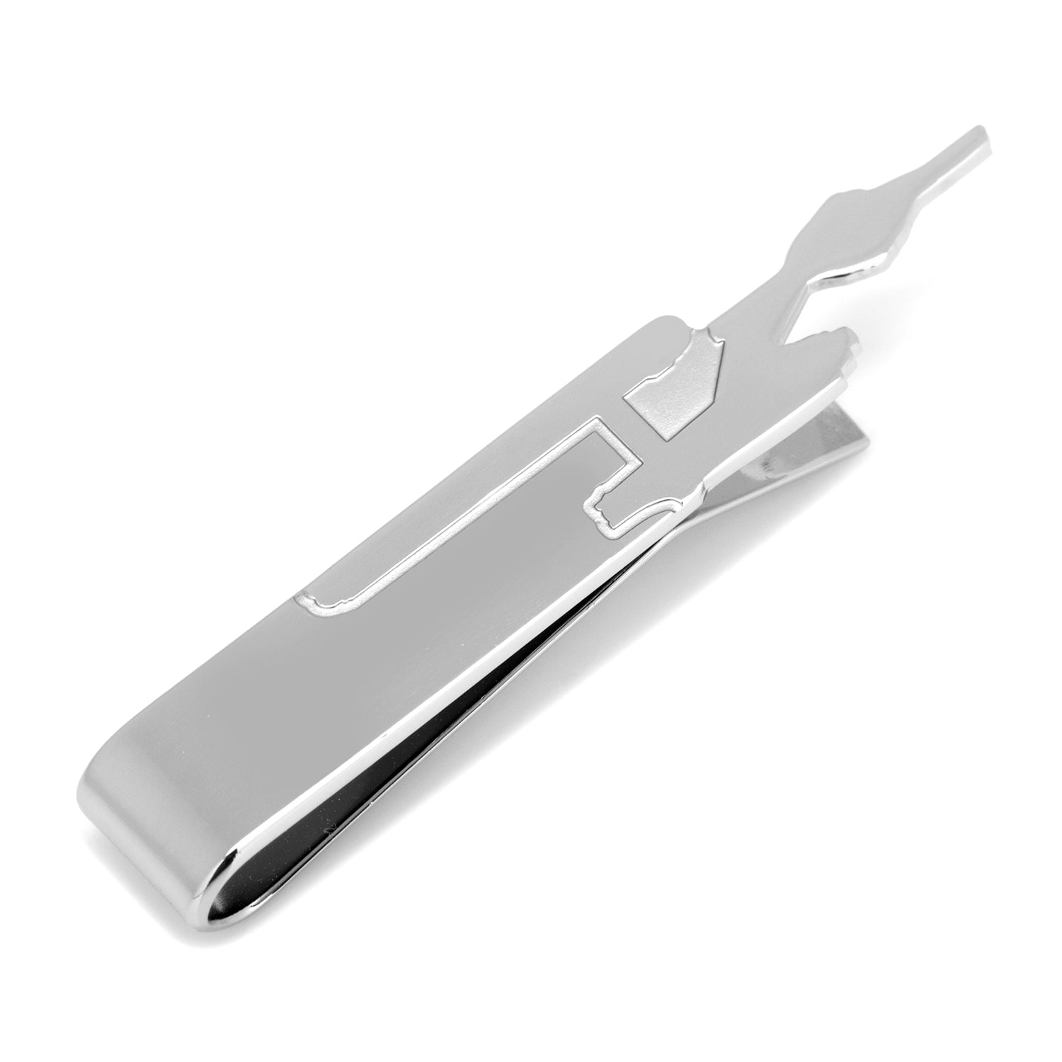Star Trek Enterprise Silhouette Scored Metal Tie Bar Front View