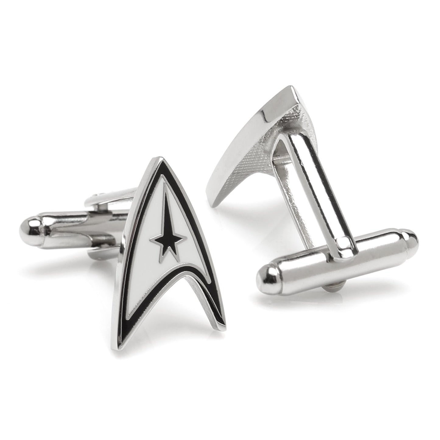 Close-up of Starfleet Delta Shield Cufflink detail