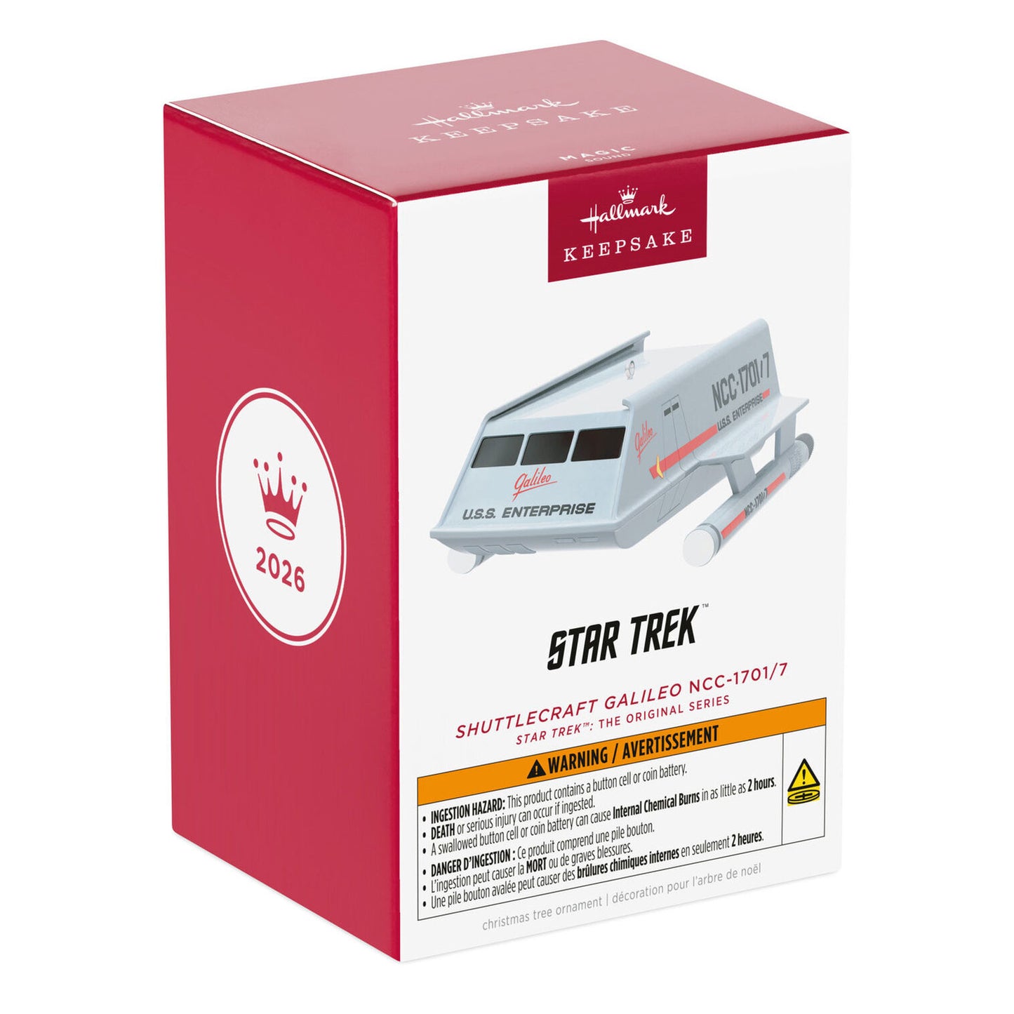 Star Trek collector ornament featuring Shuttlecraft Galileo registry markings