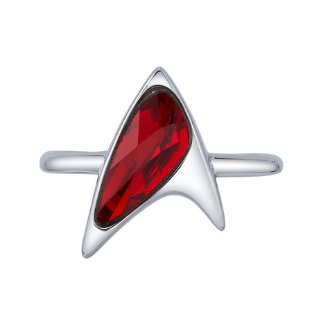 Star Trek x RockLove Red Crystal Delta Ring top view