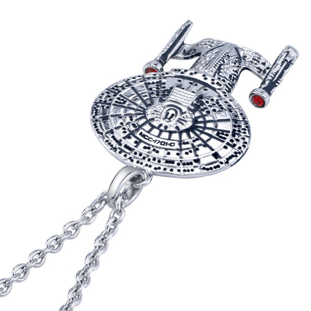 USS Enterprise-D pendant with garnet and sapphire crystals
