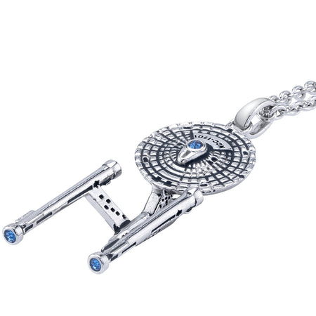USS Enterprise NCC-1701 starship pendant with cubic zirconia