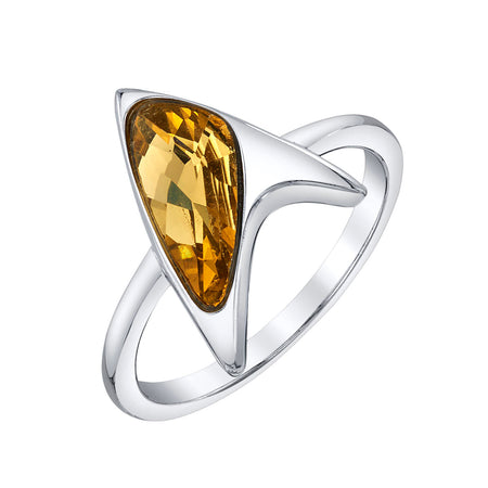 Yellow Crystal Delta Ring worn on finger