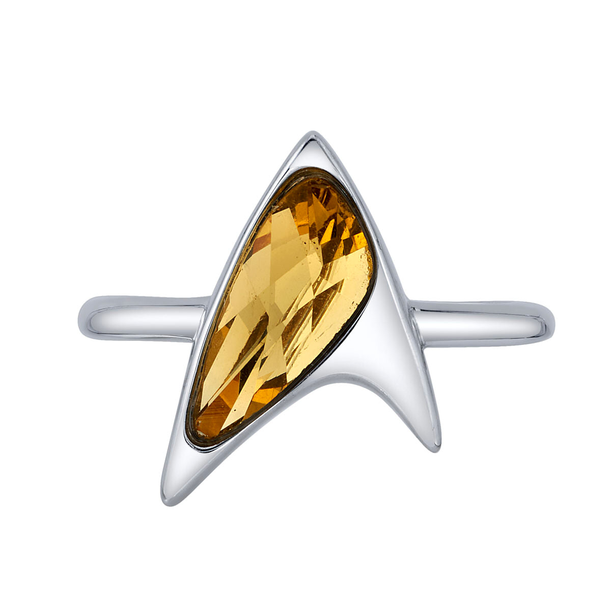 Star Trek x RockLove Yellow Crystal Delta Ring front view