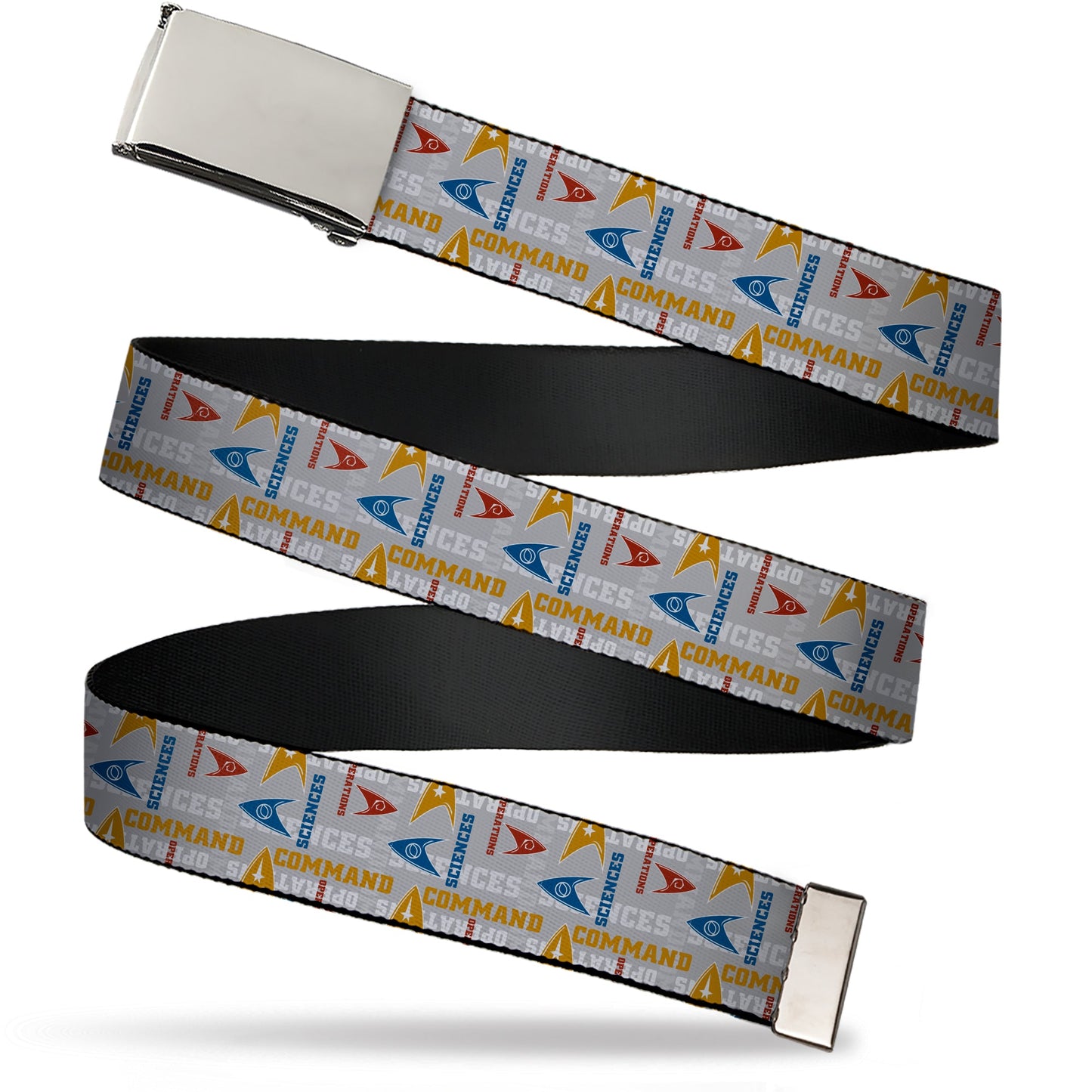 Star Trek Starfleet Insignia Collage Web Belt with Chrome Buckle